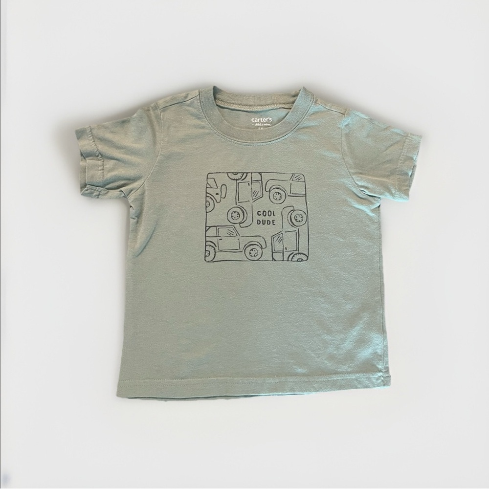 Toddler 24 Months Carter's Olive Child Of Mine Green T-Shirt Cool Dude (0829)